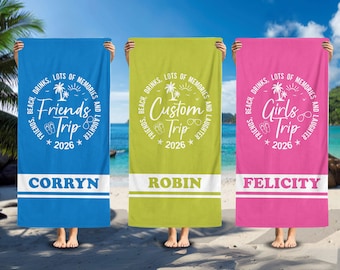 Custom Group Trip 2026 Beach Towel,Personalized Vacation Gift