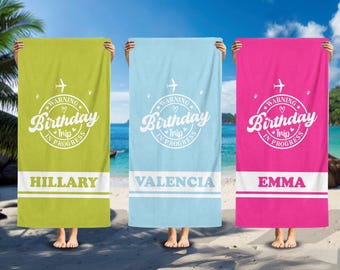 Toalla de playa personalizada para viaje de cumpleaños, regalo de vacaciones personalizado