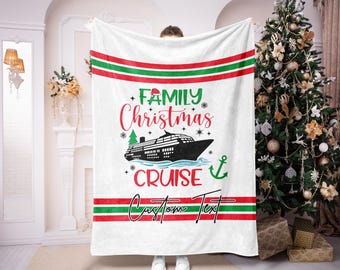 Manta navideña familiar para crucero, manta navideña personalizada con forma de barco.