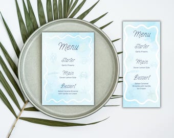 Editable Coastal Wedding Menu Template | Seaside Dinner, Printable (Instant Download)