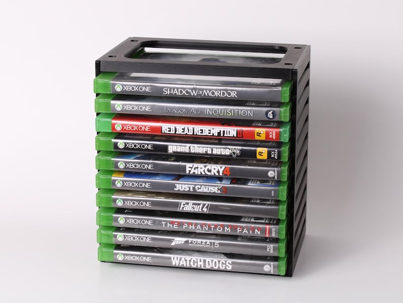 Xbox Game Store Rack Stackable Game Case Rack for Xbox One, Xbox Series X, & Blu-ray – Holds ...