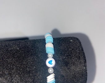 Handmade Light Blue Heart Charm Bracelet