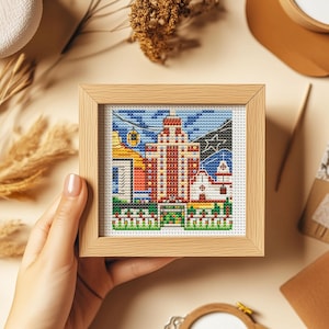 El Paso Skyline Cross Stitch Pattern PDF, Modern Counted Cross Stitch Design