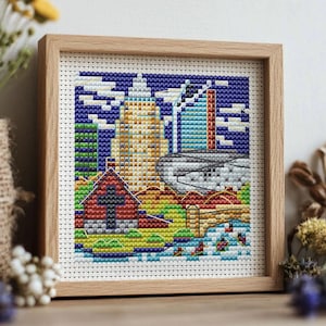 Charlotte Skyline Cross Stitch Pattern PDF - Modern Counted Cross Stitch Embroidery Design