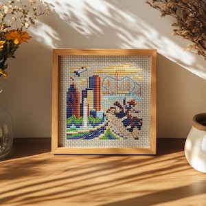 Houston Skyline Cross Stitch Pattern PDF - Counted Embroidery Design Digital Download