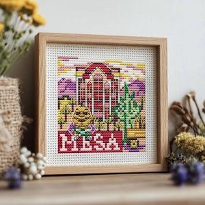 Mesa Cross Stitch Pattern PDF - Modern Embroidery Design for Instant Download