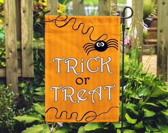 Fall Decor Trick or Treat Halloween Spider Candy Home & Garden Flag 12"x18"