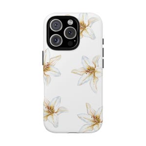 Lily Dreams Tough Phone Case, Simple White Lilies, For iPhone and Google Pixel