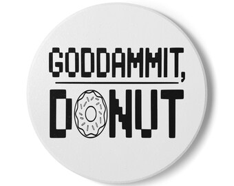GODDAMMIT, DONUT Runder Korkuntersetzer, Pixel / HUD Gamer Getränkeuntersetzer