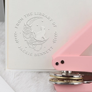 Stampante per biblioteca / Stampante per qualsiasi logo personalizzato / Stampante per libro personalizzata / Drago, gatto, design di libri / Regalo ideale per gli amanti dei libri
