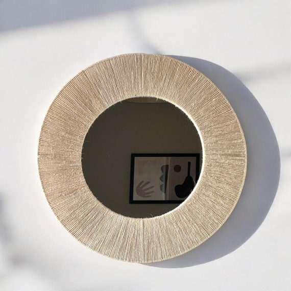 Cream Wall Mirror, Natural New Born Wall Hanging Decor,Living Room Decor,Soft Nursery Wall Decor,Boho Round Bedroom Wall Mirror,Gift For Mom