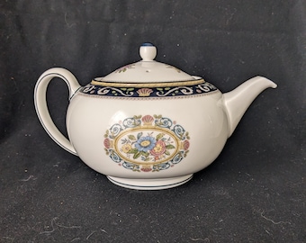 Vintage Wedgwood Teapot Runnymede with Dark Blue Trim