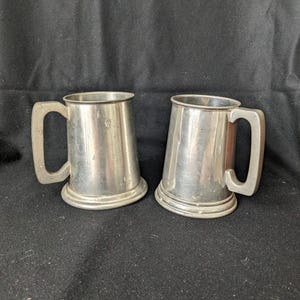 Vintage English Pewter Glass Bottom Tankards Unity Pewter Sheffield
