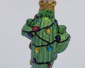 Old World Christmas Ornament Saguaro Cactus Holiday Lights Tree Star Pot SW