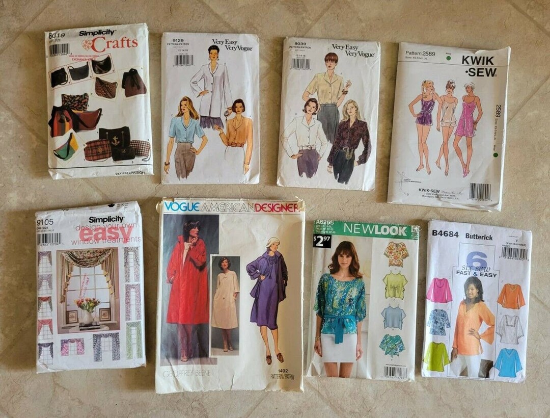 Lot of 8 Vintages 90s & 2000s Sewing Patterns Etsy