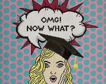 Pop Art Graduation Hand Painted Needlepoint Canvas