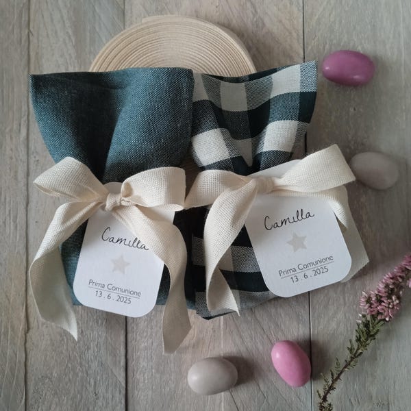 Sacchetto porta confetti verde per battesimo, prima comunione, cresima,  promesse e matrimonio | Bomboniera personalizzabile