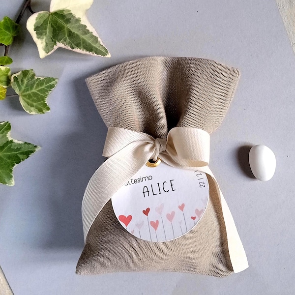 Sacchetto porta confetti per battesimo, prima comunione, cresima, matrimonio, promesse, regali per compleanni | personalizzabile