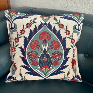 Fundas de cojín cuadradas de algodón de 17x17 pulgadas - Fundas de almohada decorativas turcas con estampados tradicionales Teal Bulb