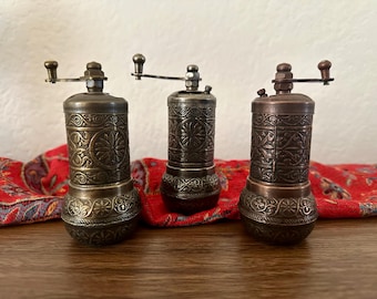 Handcrafted Spice Grinder – Vintage-Style Turkish/Armenian - Brass, Silver, and Copper