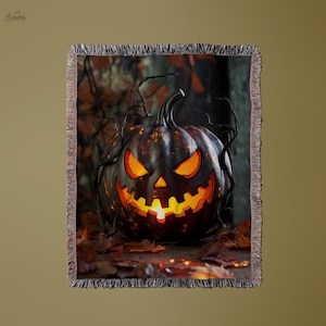 Spooky Blanket, Jack-O-Lantern Blanket, Halloween Pumpkin Blanket,  Fall Decor Blanket, Cozy Halloween Throw, Pumpkin Patch Blanket