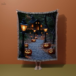 Halloween Pumpkin Blanket, Spooky Blanket, Jack-O-Lantern Blanket, Fall Decor Blanket, Cozy Halloween Throw, Pumpkin Patch Blanket