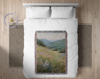 Friedliche Frühlingslandschaft mit sanften Pastellblumen für eine gemütliche, von der Natur inspirierte Dekoration