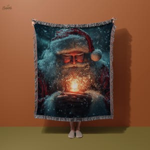 Santa Claus Blanket, Christmas Blanket, Holiday Throw Blanket, Snowy Santa Blanket, Cozy Christmas Throw, Winter Wonderland Blanket