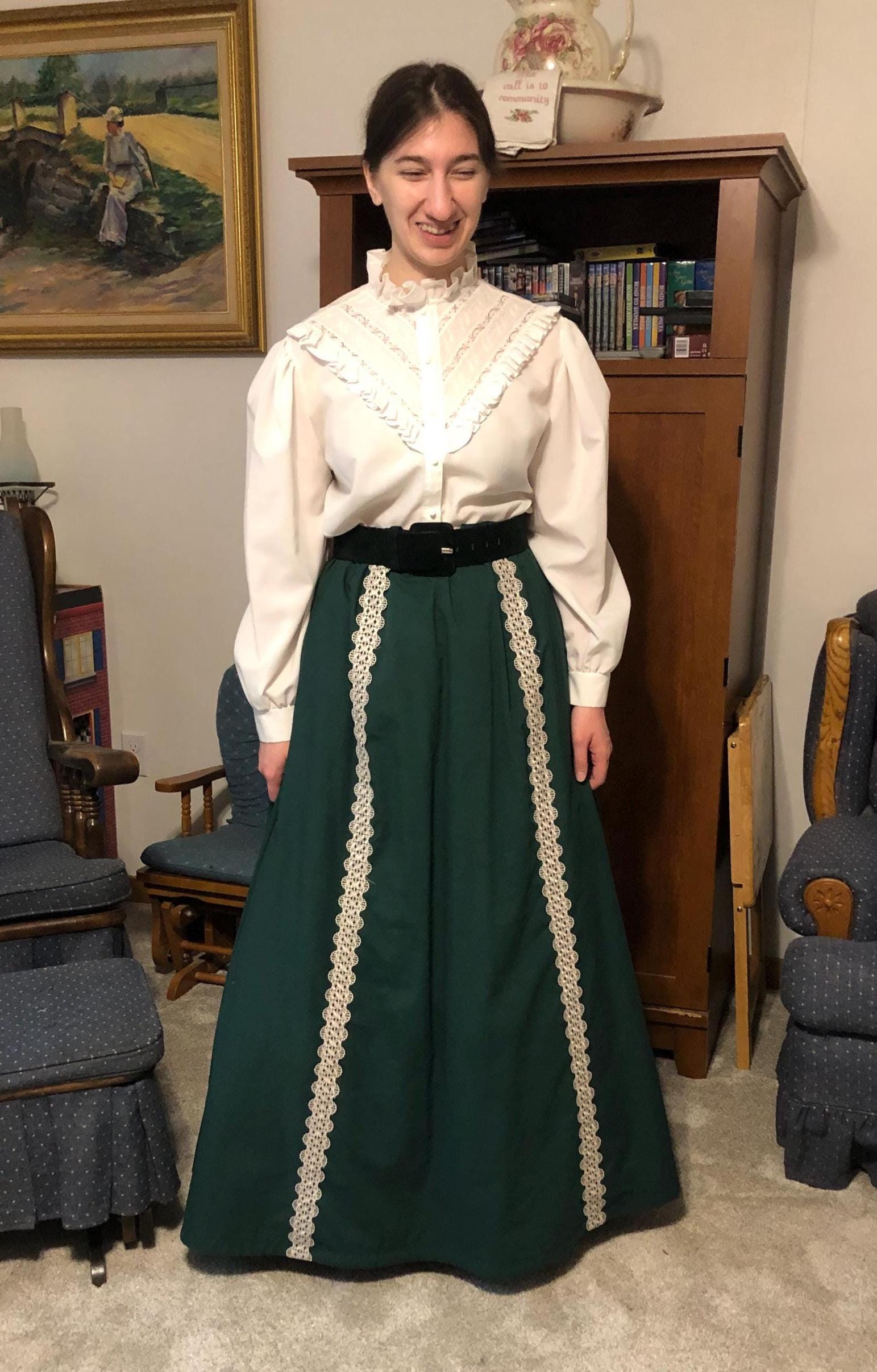 Victorian Edwardian Womans Costume Skirt and Belt Size Med Made and Worn for 4 performances of the Importance of Being Earnest Ready to ship