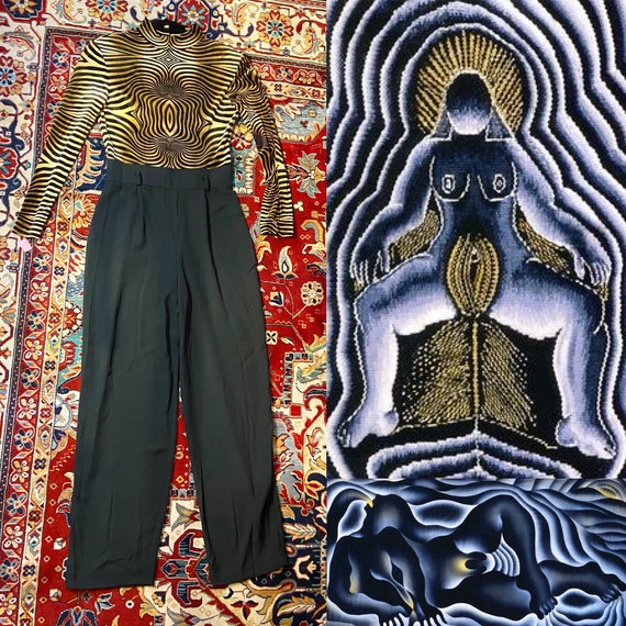 Psychedelic Velvet Jumpsuit Feminist 80s 90s