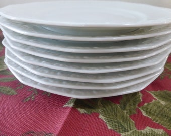 Vintage Rosenthale 8 Salad Plates German China Classic White Maria