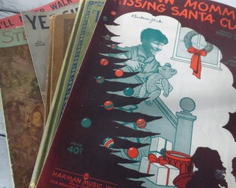 Vintage Christmas Music Song Books Variety School Sheet Music 1920-50s