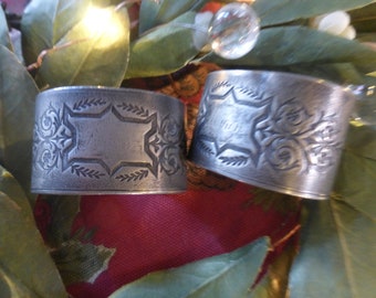 Vintage  Monogrammed Elegant Silver Plate Napkin Rings  Names