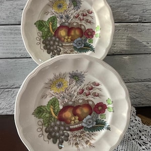Vintage Copeland Spode Dessert Plates Reynolds England Fruit & Flowers