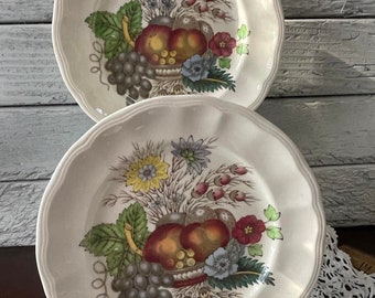 Vintage Copeland Spode Dessert Plates Reynolds England Fruit & Flowers