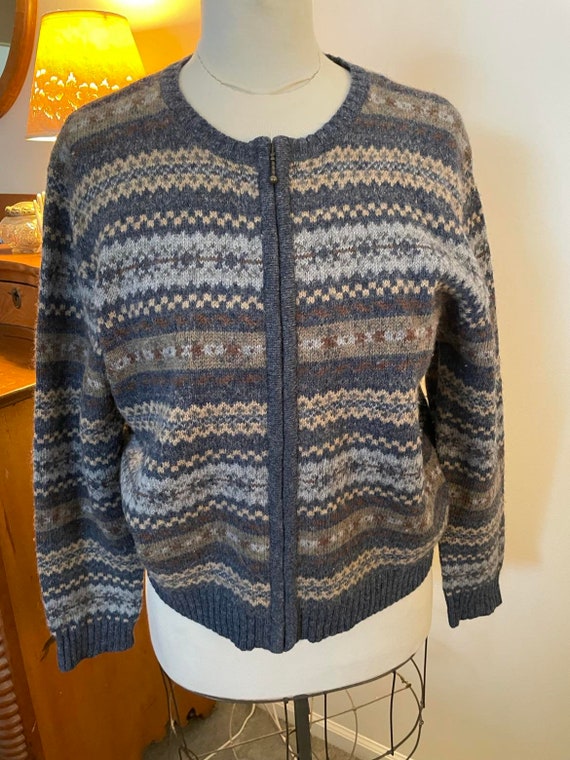 Vintage Fair Isle Wool Sweater Womens Size L
