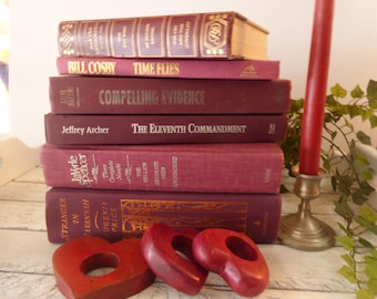 Old Red Book Stack Decorative Collection Book Shelf Styling