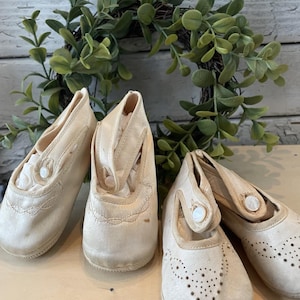 Vintage Baby Shoes Two Pairs Collectable Craft Home Décor