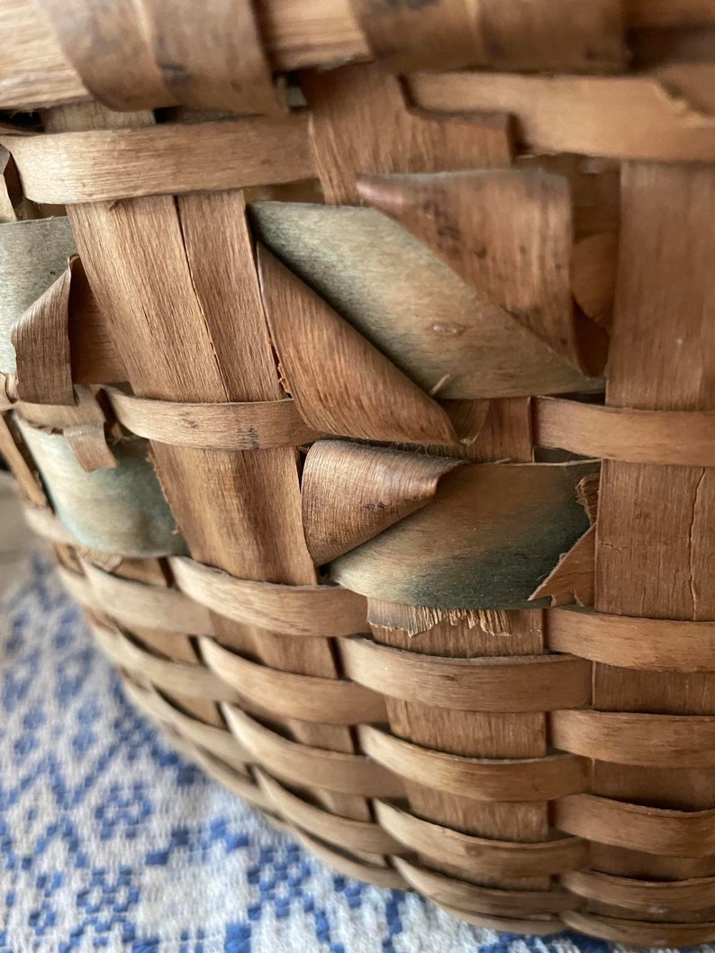 Antique Gathering Basket Handmade Primitive image 7