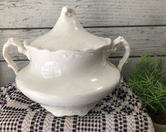 Antique White French Sevres Sugar Bowl