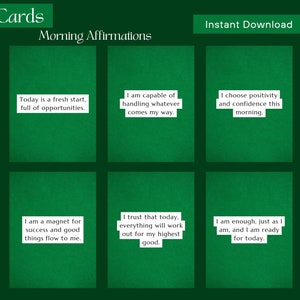 Matin, jour et soir 24 cartes de vœux à imprimer | Affirmations quotidiennes positives | Téléchargement instantané