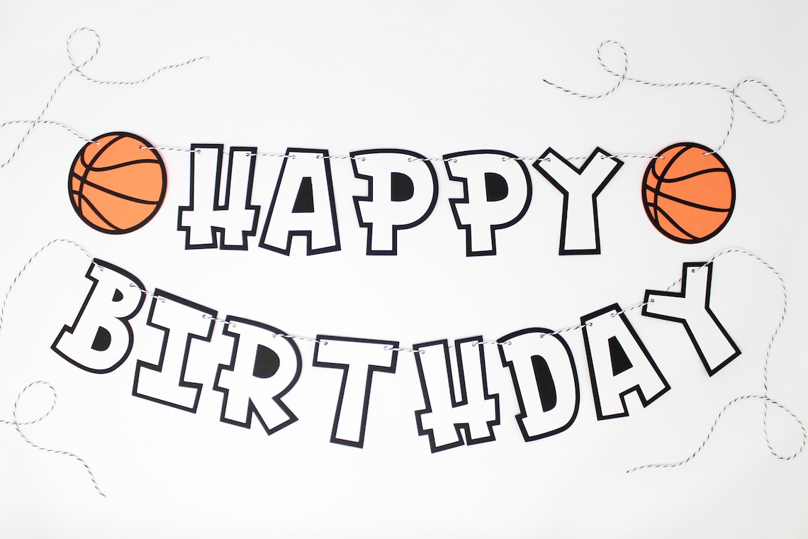 Basketball Birthday Banner Happy Birthday Sign With Etsy