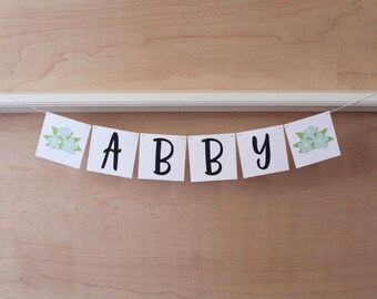 Floral Banner - Custom Name or Phrase - Flower Bridal or Baby Shower or Party Decoration - Custom Colors - 4" Tall Pennants