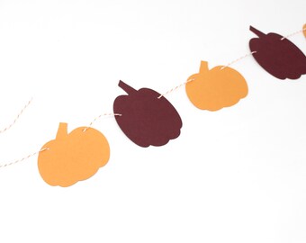 Pumpkin Banner - Cute Fall Halloween Party Decoration - Orange and Burgundy Pumpkin Garland - Three Sizes Available