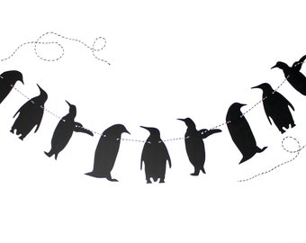 Penguin Banner - Choice of Color - Party Decoration with Penguin Silhouettes - Winter, Holiday, Baby Shower, Birthday Decoration - Garland