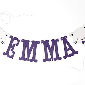 Kitten Banner - Custom Name, Text, or Phrase - Cat Decoration, Photo Prop, Birthday Party, Nursery, Bedroom Decor - Custom Colors