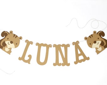 Squirrel Banner - Custom Name, Text, or Phrase - Forest Animal Decoration, Photo Prop, Birthday Party, Nursery, Bedroom Decor, Custom Colors