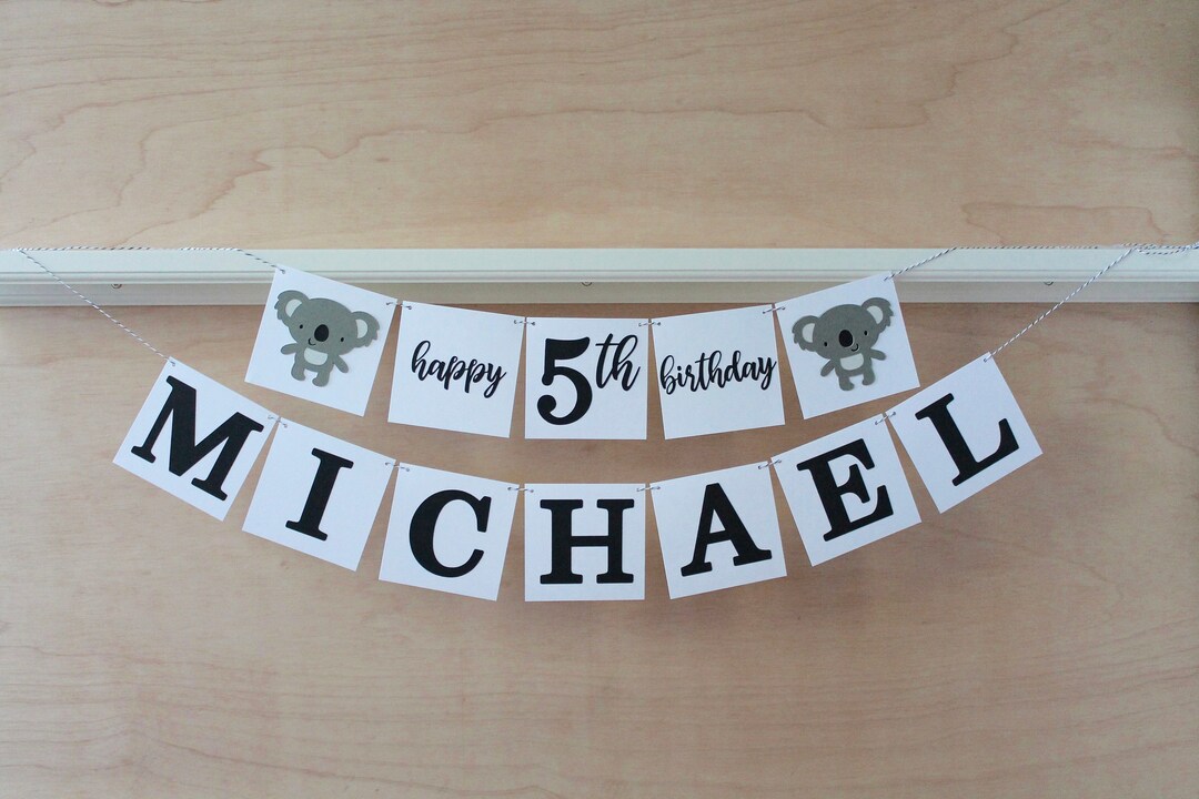 Koala Birthday Banner Custom Age and Name Koala Birthday Party Sign