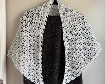 Handmade Crochet Triangle Shawl, Cotton Lace Wrap, Boho Chic Shoulder Scarf