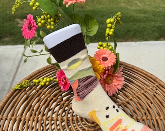 Abstract Art Crew Socks, Funky Colorful Patterned Hosiery